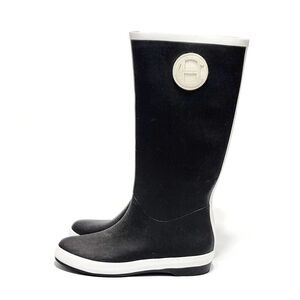 Cole Haan Devyn NikeAir Women's Black & White Tall Knee High Rain Boots Size 9